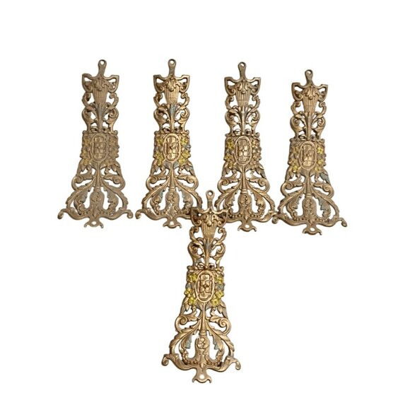 Antique Art Nouveau Style Bronze Set 5 Chandelier Parts